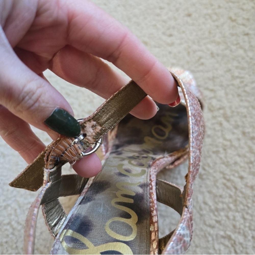Sam Edelman Taryn Rose Metallic Python Snake-Print Embossed Platform Heels 7.5 - Picture 5 of 8